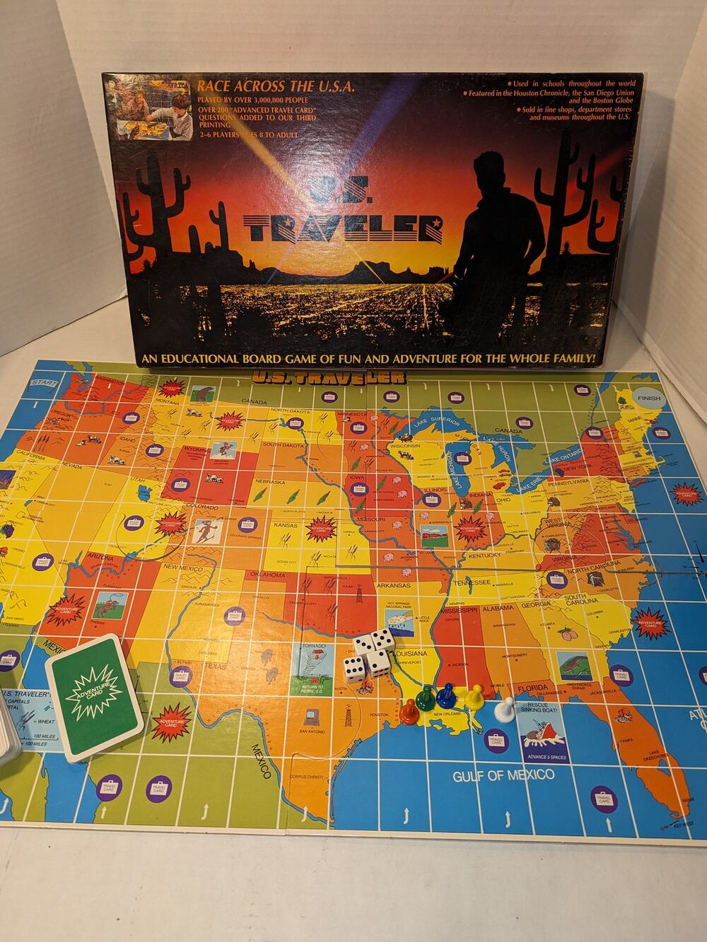 1980 US Traveler Vintage Board Game Learning Education Race Across the USA Rare